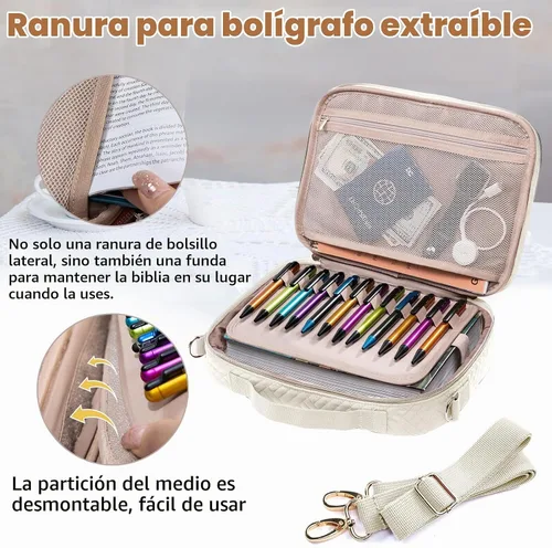 Vista 3 de Funda para la Biblia para mujer, estuche grande para la Biblia con asas