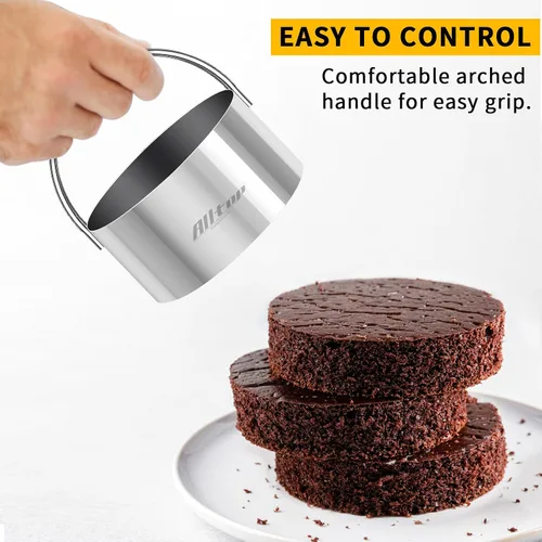 Vista 11 de ALLTOP Cortador de galletas circular, herramienta profesional de acero inoxidable redondo con mango de anillo para hornear donas de pastelería