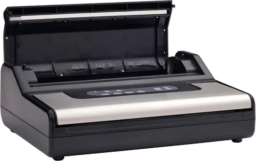 Vista 2 de Chronos Máquina selladora al vacío, selladora al vacío externa comercial con cortador de rollo integrado, pantalla LED, función de marinado