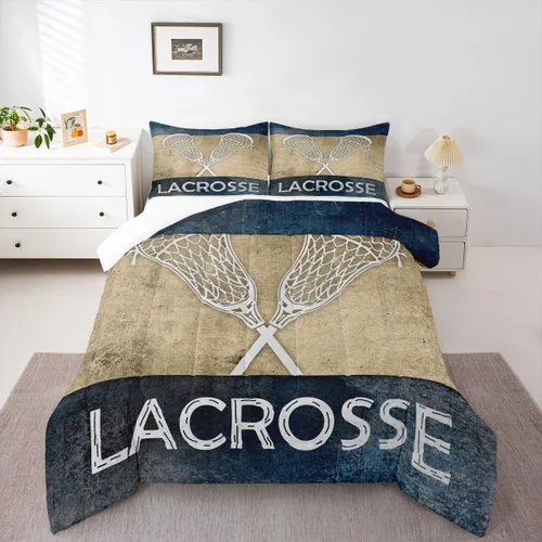 Vista 8 de Lacrosse - Juego de edredón de juegos deportivos para niños y niñas, jugadores de hockey, relleno de edredón ligero de hockey negro con llama
