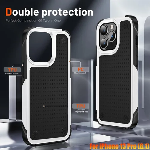 Vista 5 de Funda resistente para Apple iPhone 13 Pro de 6.1 pulgadas, 4 esquinas con bolsas de aire [protección contra caídas de 12 pies], agarre texturizado