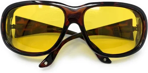 Vista 6 de Ajuste de conducción de visión nocturna amarilla sobre gafas desgaste sobre gafas