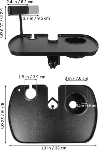 Vista 6 de Toyvian Bandeja universal para micrófono con soporte para bebidas, soporte de micrófono ajustable, soporte de teléfono para transmisión en vivo
