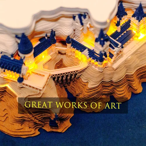 Vista 5 de Bloc de notas 3D con soporte para bolígrafo y luces, divertido y bonito papel 3D tallado, bloc de notas artístico, bloque de construcción Kawaii 3D