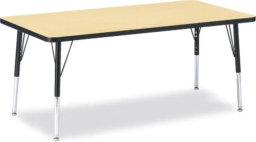 Vista 53 de Berries Mesa rectangular para actividades, altura E, Gris/Negro/Negro, 1