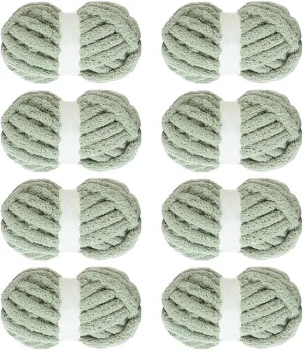 Vista 15 de MABOZOO Paquete de 8 ovillos de hilo grueso surtido para crochet - Chenilla jumbo esponjosa, hilo suave y voluminoso para tejer a mano o con los Rojo