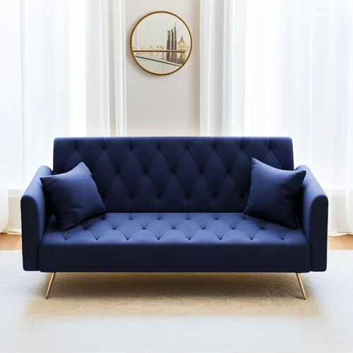 Vista 13 de Anwick Sofá cama moderno de terciopelo de 72 pulgadas, sofás plegables convertibles con 3 respaldos ajustables, asiento reclinable copetudo, patas