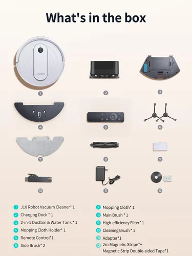 Vista 8 de Robot aspirador y trapeador – Potente succión de 4000 Pa, control de aplicación/Alexa, solución de limpieza 3 en 1 con carga automática, perfecta
