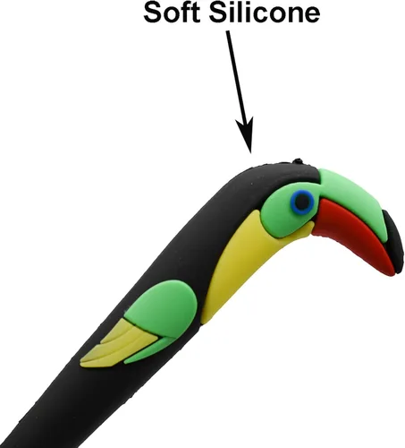 Vista 6 de Maydahui 6 bolígrafos de gel de punta redonda Toucan, bonitos bolígrafos de flamenco, de dibujos animados, animales, pájaros, de silicona, 12