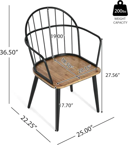 Vista 3 de Dining Chairs and Table & Chair Sets - 2-Pack Modern Wood Seat Metal Leg Side Chairs for Kitchen, Dining Room, and Home Office Seating,Black