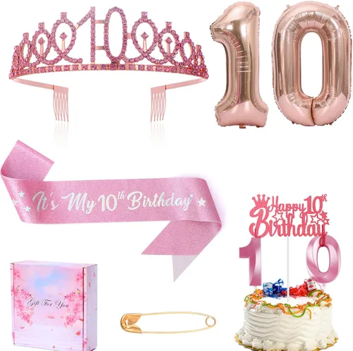 Vista 12 de Banda y Tiara de Cumpleaños de 5 Años con Vela, Banda de Cumpleaños de "Es Mi Cumpleaños" con Corona de Diamantes de Imitación y Globo para Niñas