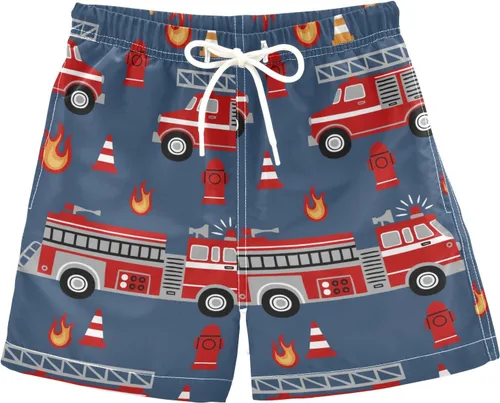 Vista 12 de Aflyko Pantalones cortos de baño para niños, traje de baño para niñas, traje de baño de playa de secado rápido para todo el día Multi- Azul Rojo