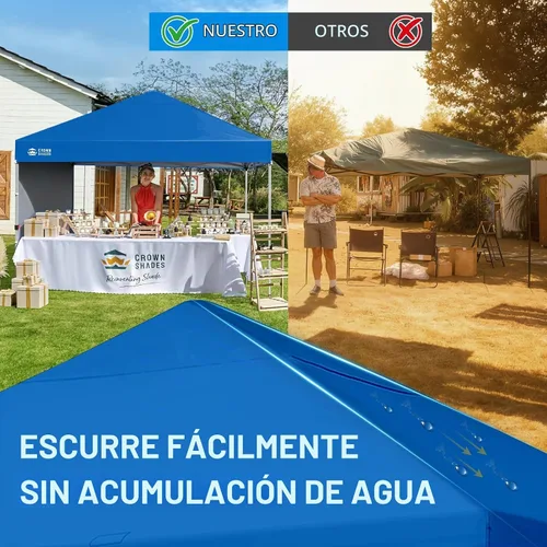 Vista 6 de CROWN SHADES Toldo desplegable de 8 x 8 con 1 pared lateral, tienda de Azul