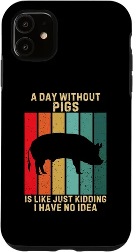 Vista 5 de iPhone 15 Vintage A Day Without Pigs I Have No Idea Animals Lover Case