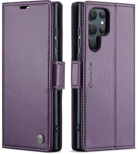 Vista 17 de QLTYPRI Funda tipo cartera para Samsung Galaxy S22, funda de cuero PU premium con cierre magnético, tipo folio con bloqueo RFID, ranuras