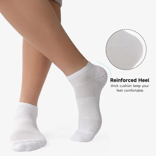 Vista 23 de BAMBOO COOL Calcetines atléticos de tobillo para hombre con acolchado y absorción de humedad, calcetines de malla para correr de corte bajo