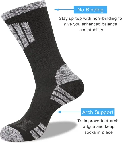 Vista 4 de COOVAN Calcetines de senderismo para hombre calcetines para exteriores 5 pares de calcetines deportivos acolchados que absorben la humedad