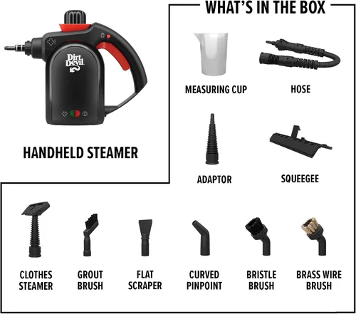 Vista 9 de Dirt Devil Vaporizador de mano 7 en 1, limpiador de vapor a presión para uso doméstico, tanque de agua XL, incluye herramientas de limpieza