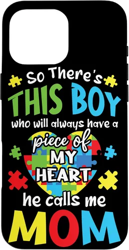 Vista 19 de iPhone 16 Boy Calls Me Mom Heart - Funda de concientización sobre el autismo