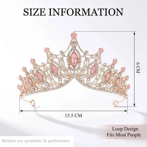 Vista 5 de Kamirola Corona de Reina Barroca, Corona Nupcial de Boda con Diamantes de Imitación y Tiaras Diadema de Cristal Para Cumpleaños Baile de Graduación