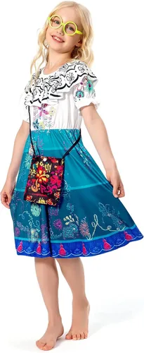 Vista 2 de Disfraz de Mirabel Madrigal para niños, disfraz de Mirabel, faldas de princesa, capa de capa, trajes de Halloween con bolsa