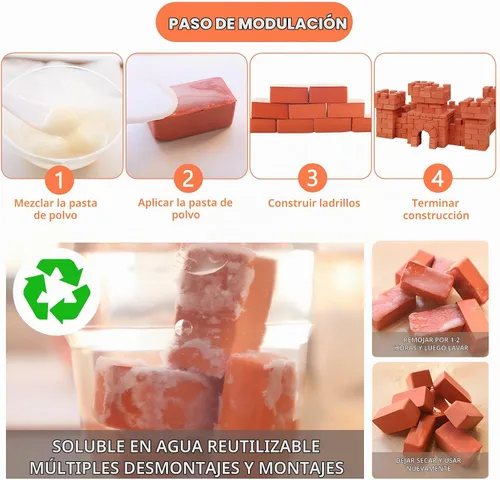 Vista 9 de Knight Bricklayer - Juego de construcción de ladrillo y mortero de arcilla, mini ladrillos y bloques de cemento, kit de mini casa de bricolaje
