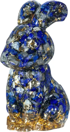 Vista 12 de Rockcloud Estatua de conejo hecha a mano de resina de cristal de amatista, estatua de piedra de cristal, escultura para decoración de oficina