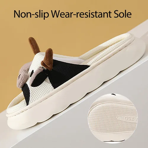 Vista 4 de GULAKY Pantuflas de vaca para mujer, peludas, bonitas, kawaii, súper cálidas, suela suave, antideslizante, ligera