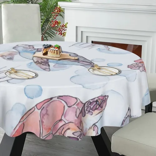 Vista 5 de Mantel redondo con estampado de tortuga marina, mantel decorativo lavable, resistente a las arrugas, para el hogar, cocina, comedor, picnic