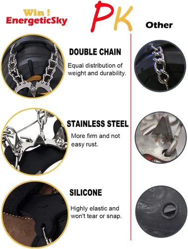 Vista 4 de Versión mejorada de crampones de tacos de hielo de tracción Walk, picos de acero inoxidable y silicona duradera, botas para senderismo en suelo