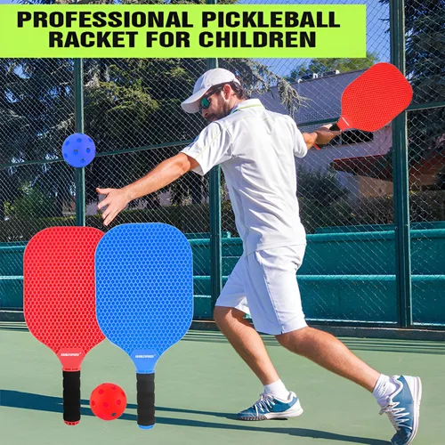Vista 5 de GOODLYSPORTS Juego de 2 palas de pickleball para niños, raqueta ligera de pickleball, juegos al aire libre para niños de 4 a 8 años, regalos