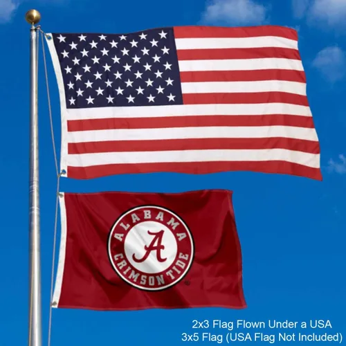 Vista 2 de Bandera pequeña de Alabama Crimson Tide de 2 x 3 pies