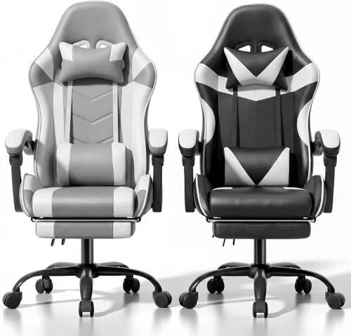Vista 14 de Silla de juego, reposapiés ergonómico, lumbar y reposacabezas Negro