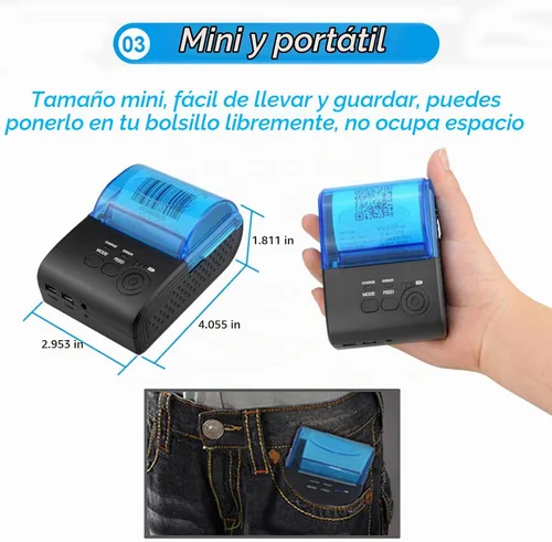 Vista 5 de Yoidesu Mini impresora de recibos, impresora térmica portátil Bluetooth portátil de 2.283 in, compatible con Android VISTA Linux, impresora
