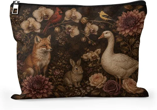 Vista 21 de Bolsa de maquillaje para mujer, Corazones de cactus de alpaca