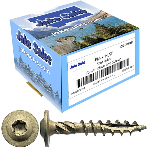 Vista 30 de Jake Sales Tornillo de retraso de construcción #14 x 1 - Tornillo de retraso estructural resistente con accionamiento Torx/Star Drive