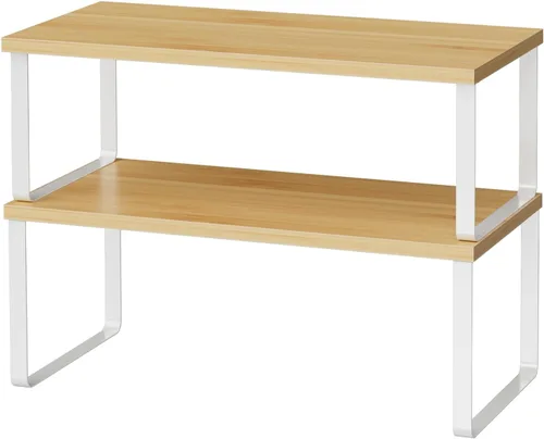 Vista 9 de OGEMXU Organizador de estantes de gabinete, estante de encimera de cocina grande de 15.7 pulgadas, juego de 2 organizadores de despensa de cocina