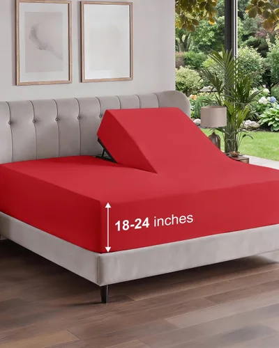 Vista 87 de Sábana bajera ajustable extra profunda Twin XL – Sábana bajera individual de lujo de hotel solamente – Se adapta fácilmente a colchones de 18 a 24