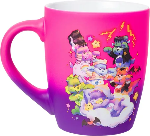 Vista 2 de Silver Buffalo Care Bears - Taza universal de cerámica, 25 onzas Grupo, escena de nube, acabado degradado suave al tacto, taza curvada jumbo, 0.74