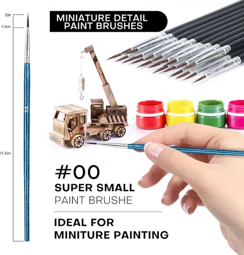 Vista 3 de 60 pinceles de pintura en miniatura con punta fina, 00 pinceles de pintura pequeños para acuarela al óleo acrílico, arte de uñas, manualidades