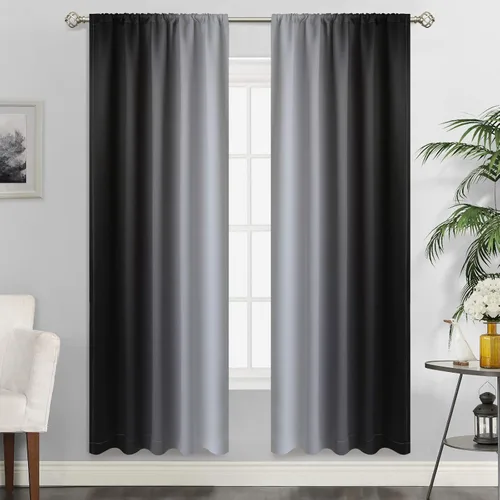 Vista 15 de SimpleHome Cortinas Pequeñas Negras Impermeables con Bolsillo para Barra Suave para Cocina, Cortinas Impermeables con Bolsillo para Barra