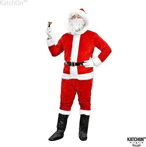 Vista 8 de KatchOn Traje de Papá Noel de terciopelo para adultos, 10 piezas, disfraz de Papá Noel para hombre, traje de Papá Noel, traje de Papá Noel
