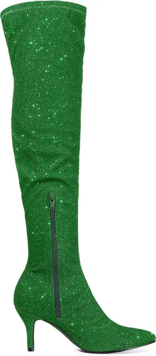 Vista 6 de Allegra K Botas altas con punta puntiaguda y purpurina para mujer