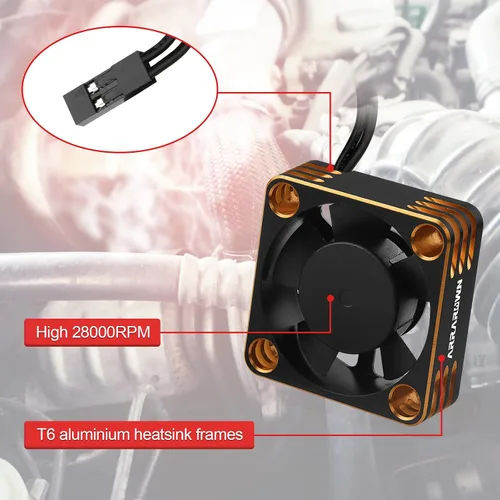 Vista 3 de Ventilador de refrigeración para motor de automóvil a control remoto, paquete de 2 unidades de 28000 rpm, ventilador de enfriamiento ESC sin