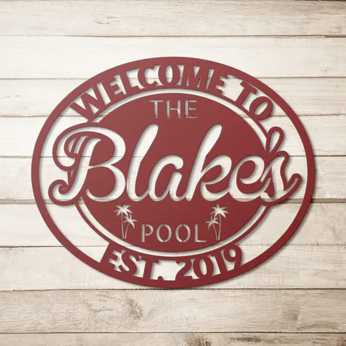 Vista 6 de Personalized Backyard Pool Metal Sign/Outdoor Wall Decor/Metal Wall Decor/Pool Decor/Personalized Home Decor/Metal Wall Art/Perosnalized Gift
