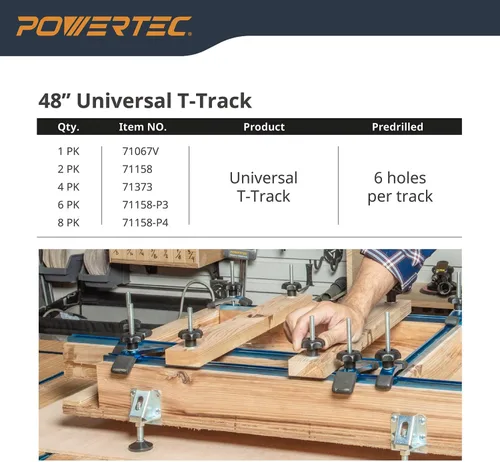 Vista 12 de POWERTEC 71484 Kit de perilla de pista en T con perilla de 7 estrellas, pernos roscados 1/4-20 y arandelas, juego de 4 pernos de riel en T