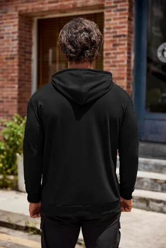 Vista 6 de COOFANDY Sudadera con capucha de entrenamiento para hombre, ligera, atlética, moderna, con bolsillo