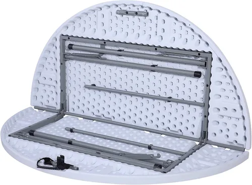 Vista 4 de Mesa plegable redonda bi-plegable interior al aire libre picnic fiesta camping casa en blanco
