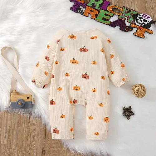 Vista 115 de Disfraz de Halloween para bebé niño y niña, mameluco de manga larga con diseño de calabaza, mameluco para Halloween