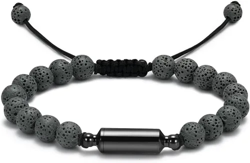 Vista 7 de Hearbeingt Pulsera de urna de cremación para cenizas de cuerda ajustable, pulsera cilíndrica para cenizas para hombres y mujeres, pulsera